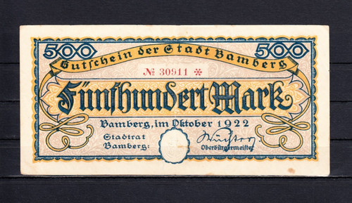Bamberg stadt 500 mark v - bamberg/stadt,,