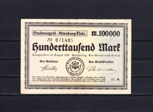 Altenburg stadt 100 000 mark - altenburg/stadt,,