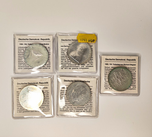 Ddr mark gedenkmünzen 5er - 10,